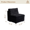 thumbnail image 3 of Ovios 32" Armless Seat Module for Modular Sectional Sofa Plush Corduroy Upholstery Cloud Middle Armless Chair with Pillow for Living Room, Bedroom, Black, 3 of 10
