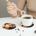 thumbnail image 6 of Pofeuu Hawaiian Sunset Beach Print Leather Coasters Set of 6, Round Cups Mugs Mat Pad for Home Kitchen Heat Resistant Drink Coasters,Round Shape, 6 of 7