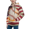 thumbnail image 2 of Kdxio Baseball Ball With Flag Pattern Boys Athletic Unisex Boys Girls Hoodie with Pocket Sweatshirts-Small, 2 of 6