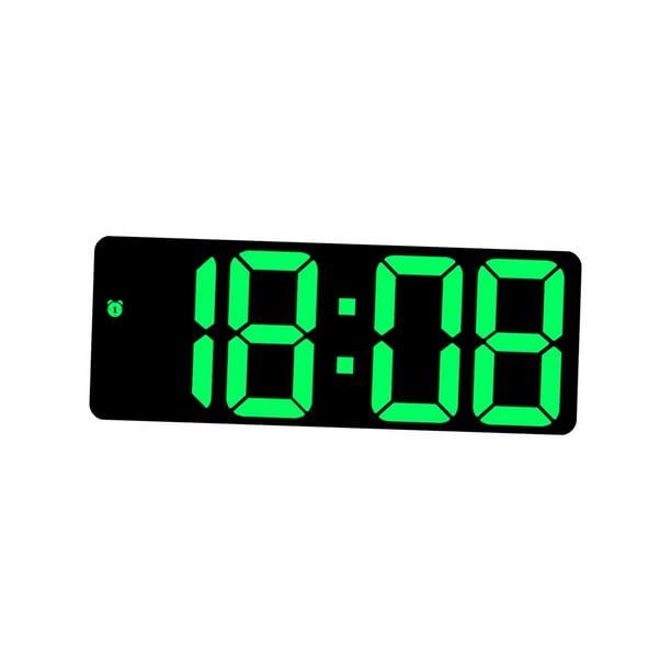 Reloj de pared digital con regulador de intensidad de 12 h y 24 h, despertador LED con función de repetición de escritorio, pantalla moderna para Verde