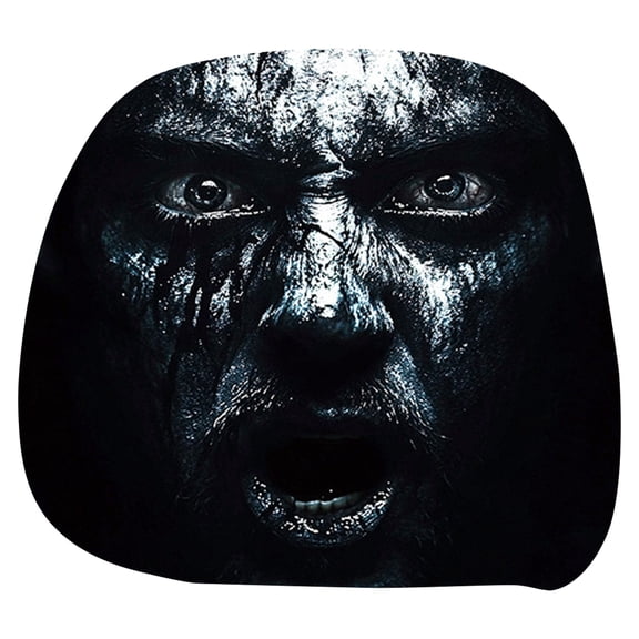 Horror Male Headrest Covers, Scary Face Printing Auto Seat Universal Elastic Models Headrest Protector with Glowing-Eye Effects Cover Funny Decoration for Car Interior Vehicle Truck SUV