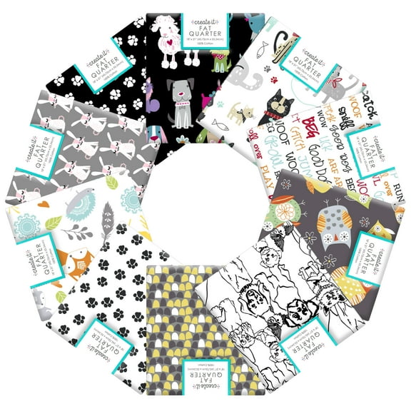 Create It 18"x21" Cotton Animal Novelty Precut Sewing & Craft Fabric, Multicolor 30 Pieces