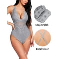 thumbnail image 2 of Autorización：Lencería de entrepierna para mujer, body de encaje sexy con escote en V profundo, picardías de encaje de una pieza Adepaton WRMH-261-18, 2 of 6