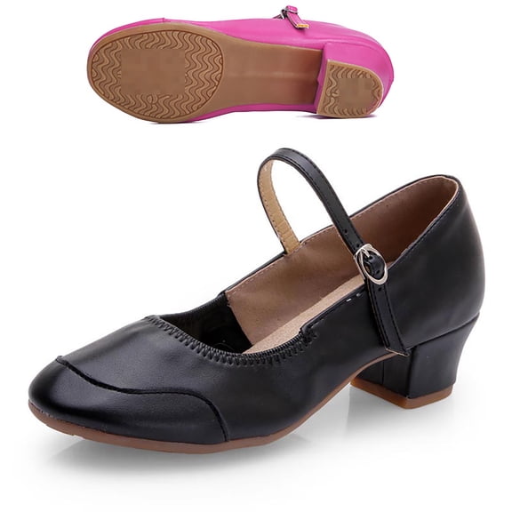 Women's Vintage Mary Jane Block Heel Dance Pumps, Ankle Strap Closed Toe Ballroom Shoes, Elegant Performance Footwear for Wedding, Party Black 37