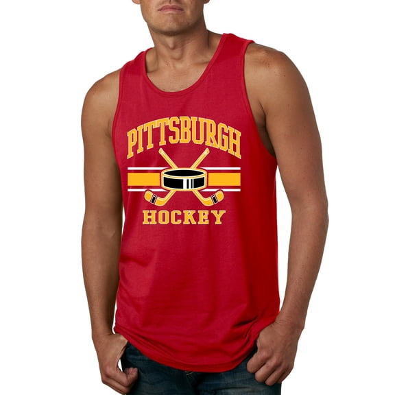 Wild Bobby City of Pittsburgh Hockey Fantasy Fan Sports Men's Tank Top, Red, Medium