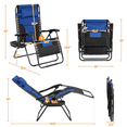 thumbnail image 2 of Alden Design 29in Foldable Padded Zero Gravity Chair with Cupholder/ Pillow for Outdoor, Navy Blue/Black, 2 of 9