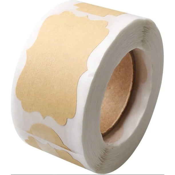 Etiquetas Kraft autoadhesivas, papel Kraft práctico y hermoso para almacenamiento en la despensa, 300 piezas de pegatinas en blanco con múltiples aplicaciones, perfectas para botellas navideñas y