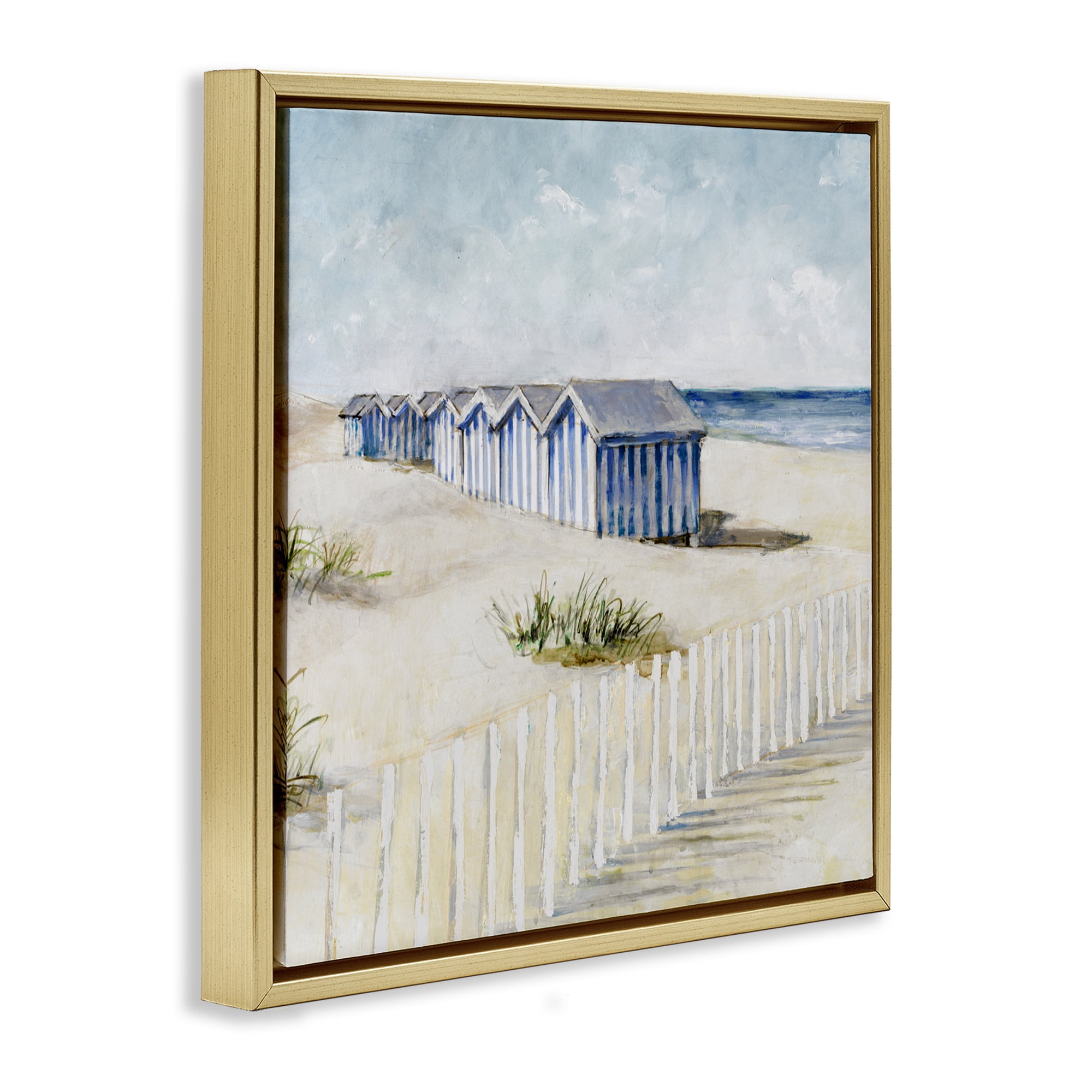 Stupell Industries Vintage Coastline Nautical Shacks Gold Framed Floater Canvas Wall Art, design by Lorenzo Collective