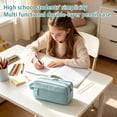 thumbnail image 5 of Large Capacity Pencil Case 3Compartments, Pencil Pouch Bag with Zipper Portable Handle, Pen Case Bag Stationery Organizer for Office College School Adults Teen Girls Boys Men Women,, 5 of 5