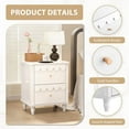 thumbnail image 6 of White Nightstand Side End Table with 2 Drawers, Modern Wood Night Stand with Petal Pattern for Bedroom, Scalloped Bedside Night Tables with Solid Wood Legs, 6 of 9