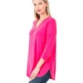 thumbnail image 1 of Plus Size Loose Fitting 3/4 Sleeve Zippered Blouse Top 1x,2x, 3x, 1 of 1