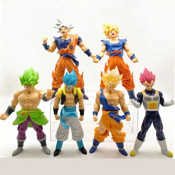 Dragon Ball Z 6-Pack Action Figures Set – 7" Super Saiyan Goku, Vegeta & Broly Collectible Toy Set for Fans and Kids