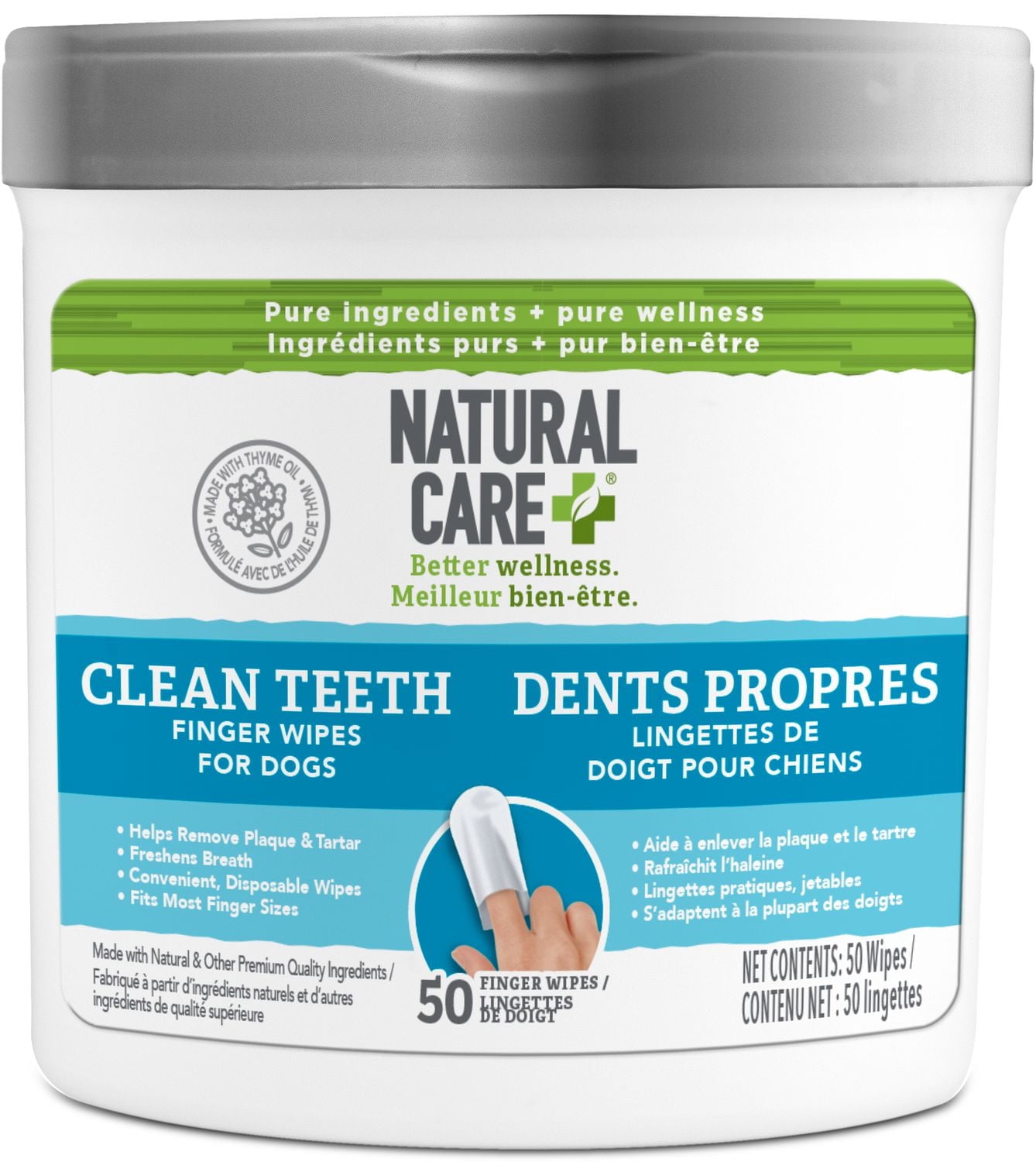 Natural Care Clean Ear Finger Wipes Dog Ear Wipes, 50 Wipes