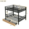 thumbnail image 2 of Euroco Metal Full over Full Bunk Bed with 2 Drawers, Convertible 2 Beds in One, Black, 2 of 21