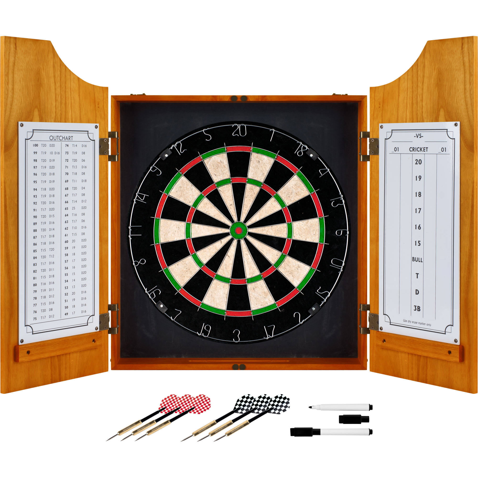 Trademark Global Games Professional Style Solid Wood Dartboard Cabinets Set  with Board and Darts