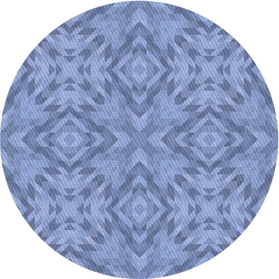 Ahgly Company Indoor Round Patterned Denim Blue Area Rugs, 5' Round