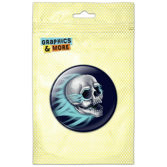 Flying Skull Glowing Fire Pinback Button Pin Badge