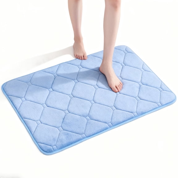 Thick Massage Luxury Memory Foam Bath Mat,Bathroom Rugs,Rugs Non Slip Bathroom Rug Water Absorbent Shower Rugs Machine Washable Ultra 16"x 24",Blue