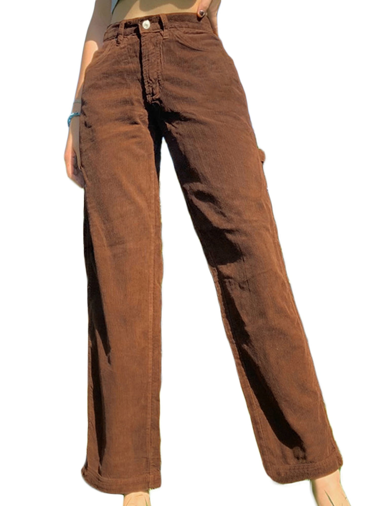 Retro Women's Pants Vintage High Waist Trousers Khaki Pants Vintage Brown Corduroy Pants High waisted Linen Trousers