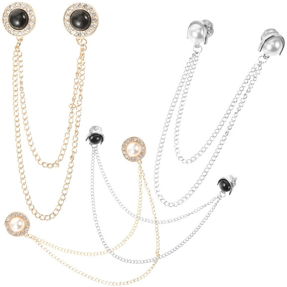 PBPBOX 4Pcs Sweater Clips with Chain for Cardigans Decorative Collar Pins in Assorted Colors