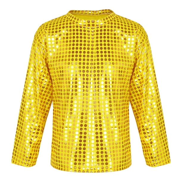 Gibobby Blusa Termica Niñas Vestido de fiesta de con lentejuelas y informal para niños y niñas (Dorado, 12-14 Años)