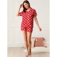 thumbnail image 2 of Conjunto de Pijama Allegra K Manga Corta Ropa de Dormir Lunares Cuello de Muesca con Botones para Mujer rojo XL, 2 of 6