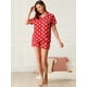 thumbnail image 2 of Conjunto de Pijama Allegra K Manga Corta Ropa de Dormir Lunares Cuello de Muesca con Botones para Mujer rojo XL, 2 of 6
