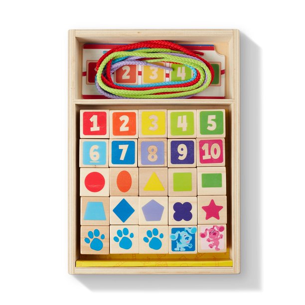 Lacing Beads ¡Clues & You de Melissa y Doug Blue! 25 cuentas y 4 cordones