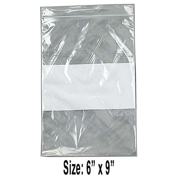 HAWK 1000-Piece Plastic Resealable Bags | 6 "x 9" | White Labeling Strip | 2.5 mil Thickness | Versatile & Durable Storage Solution