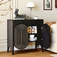 thumbnail image 4 of LEFHDA Buffet Cabinet, Sideboard Cabinet with Storage, Accent Storage Cabinet with Carved Arc Door Design for Kitchen Dining Room, 2 Doors Buffet Cabinet with Adjustable Shelves, 4 of 9