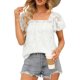 thumbnail image 1 of Tops De Encaje Tops de encaje para mujer, tops de verano con cuello cuadrado a la moda para ir de compras (blanco S) Cgtredaw Para estrenar, 1 of 1
