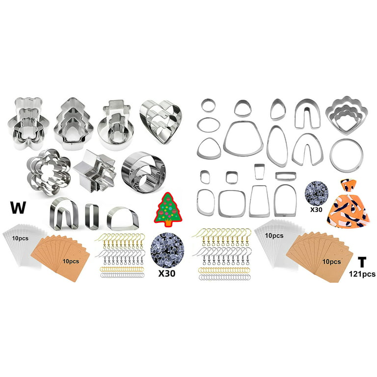  FoldTier Christmas Polymer Clay Earring Making Kit, 8 Shapes  Clay Cutters Tools 10 Blocks of Oven Bake Clays 8 Circle Shape Cutters 5  Tools 640 Earring Accessories Winter Jewelry Making Supplies