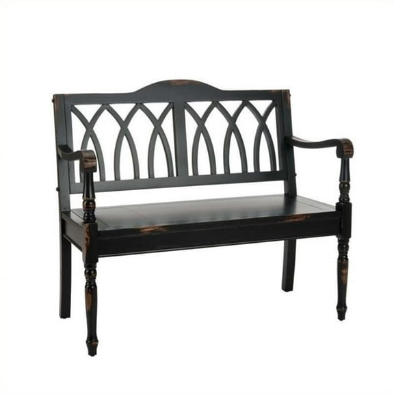 Pemberly Row Modern / Contemporary Poplar Wood Bench in Black