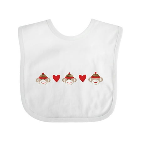 

Inktastic Sock Monkey Heart Border Gift Baby Boy or Baby Girl Bib