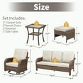 thumbnail image 3 of Yeahumalia 6pcs Outdoor Furniture Set, Rattan Couch with 2 Wicker Swivel Glider Chairs, 2 Ottomans and Side Table, Patio Conversation Sets with Beige Cushions for Deck Backyard Sunroom, 3 of 16
