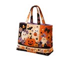thumbnail image 2 of Halloween Tote Bag Trick or Treat Bags Reusable Double Layer Stretch Fabric Large Capacity Pumpkin Ghost Print Durable Candy Shopping Handbag for Kids Party Favors School Supplies, 2 of 3