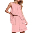 thumbnail image 2 of Women Short Sets 2 Piece Vacation Outfits Sleeveless Tank Top and Shorts Matching Set with Pockets Pink M, 2 of 7