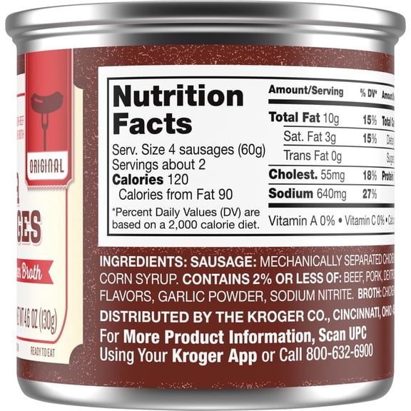 Kroger Original Vienna Sausages 4.6 oz - Pack of 1