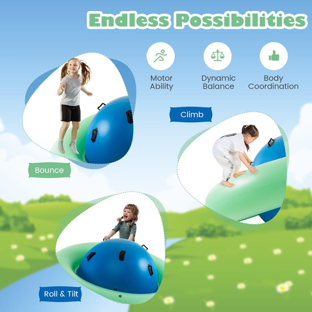 Spaco 7.5 Foot Giant Inflatable Dome Rocker Bouncer with 6 Built-in Handles for Kids-Green, Blow Up Backyard Toy for Outdoor Game Activities, Gift for Boys Girls Ages