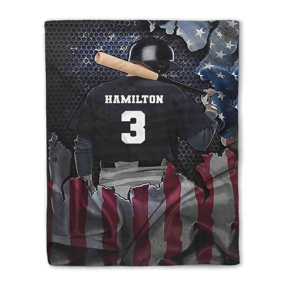 Lazaofficial Baseball Blanket, Custom Name Blanket, Gift Blanket, Sports Blanket, Baseball Blankets For Boys, Blankets For Beds