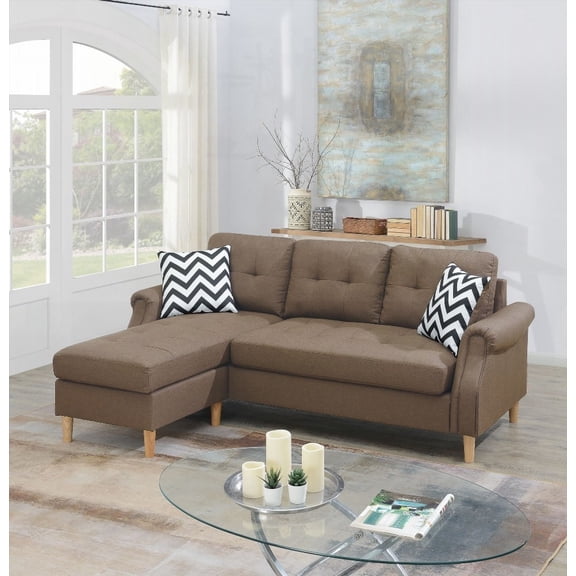 Modern Black Faux Leather Sectional Sofa 87" x 59" x 36"H with Wood Frame