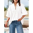 thumbnail image 2 of Women'S V-Neck Balloon Sleeve Top White L, 2 of 7
