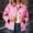 Pink women plaid button down shirt a1, variant on Women Plaid Button Down Shirts Long Sleeve Collared Blazer Jacket Casual Loose Fit Blouses for Fall Winter Office Outwear, Pink 2XL