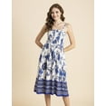 thumbnail image 2 of Moomaya Womens Printed Smocked Viscose Dress, Knee Length, Spaghetti Strap Midi Dress, 2 of 9