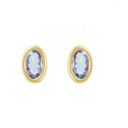 Foreli Ladies 0.94CTW Tanzanite 14K Yellow Gold Earrings