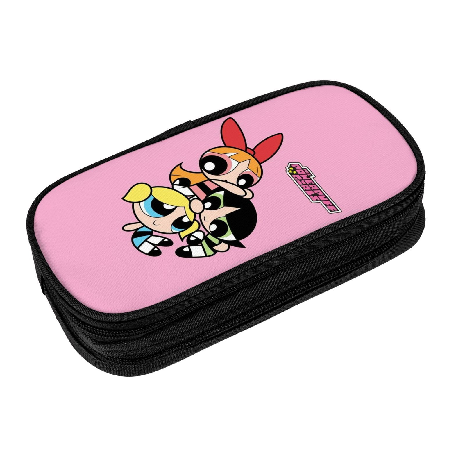The Powerpuff Gi-rls Pencil Case Large Capacity Pencil Pouch Penbag Office Stationery Organizer Travel Makeup Bag Black