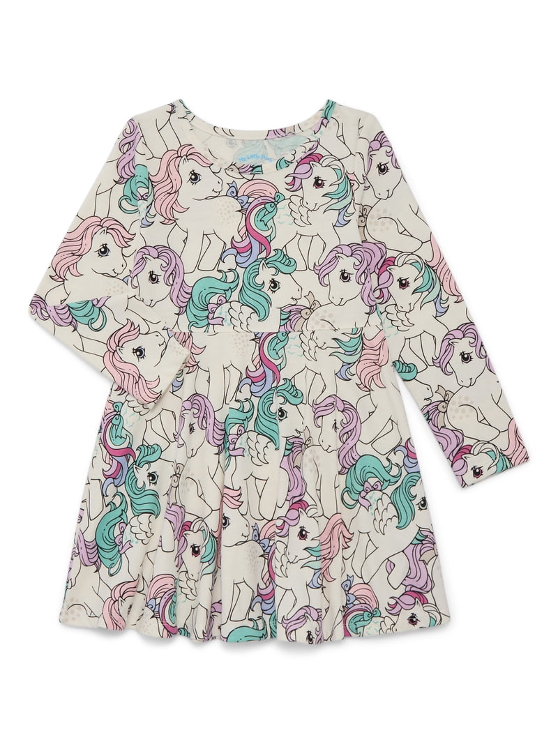 my little pony long sleeve dress My Little Pony Toddler Girls' Print Dress with Long Sleeves, Sizes 12M-5T
