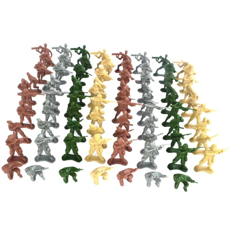 100 pcs Plastic Military Soldiers Army Men 5cm Figures Sand Scene Model Accs 