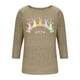 thumbnail image 5 of Mujeres 3/4 Manga Tops Y Blusas Impresas Cuello Redondo Casual Otoño Invierno Blusa, 3/4 Manga Casual Tops para Mujeres, 5 of 7