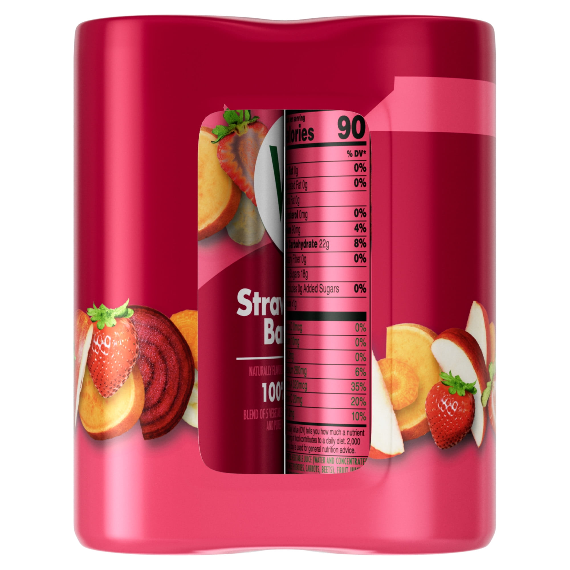 (4 pack) V8 Strawberry Banana 100% Fruit and Vegetable Juice, 8 fl oz Can (24 Pack)